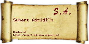Subert Adrián névjegykártya